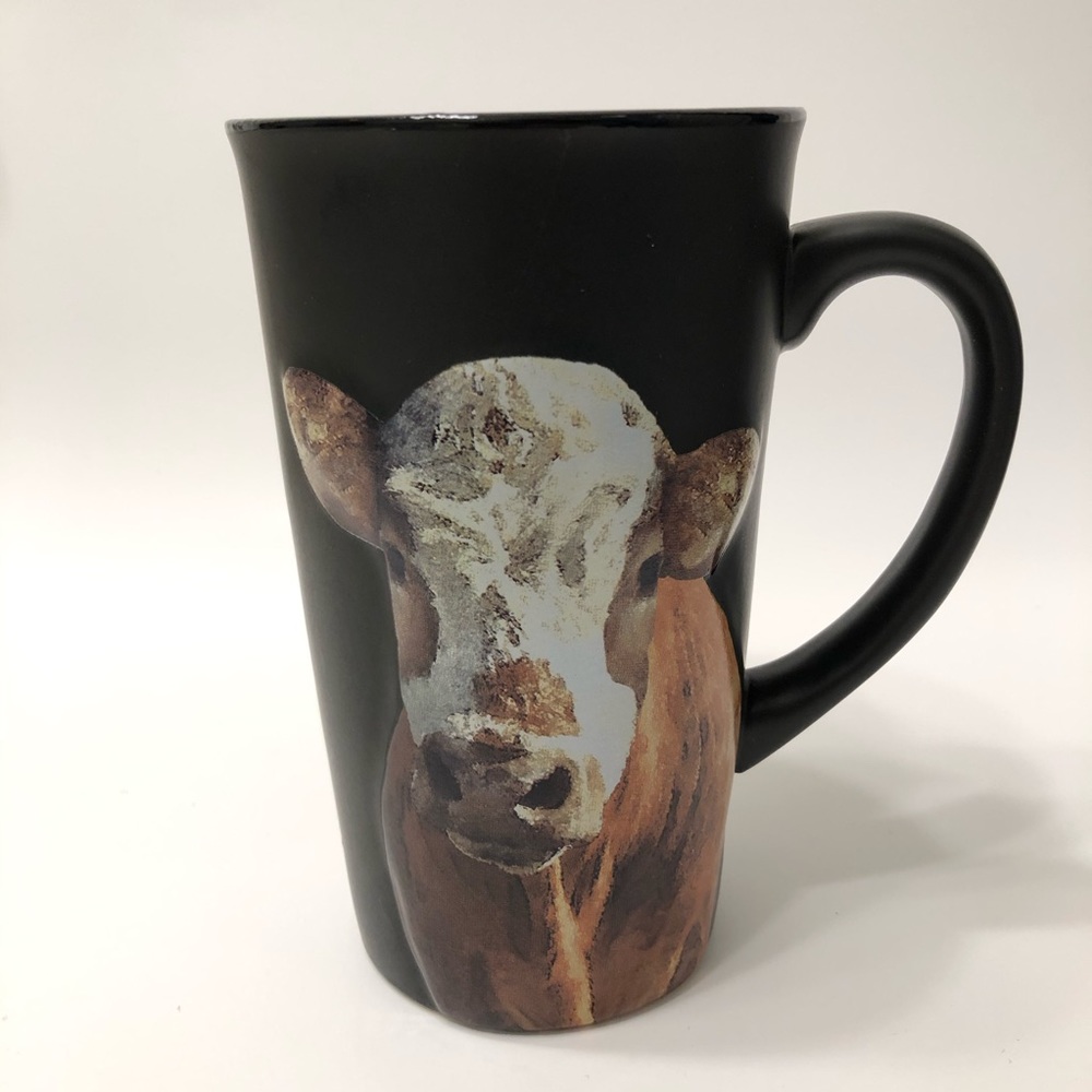 Tall cow farmhouse coffee tea mug cup